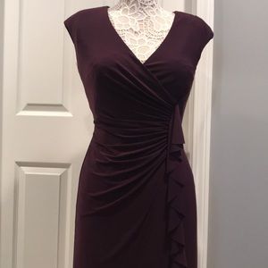 american living satin ruffle sheath dress Off-the-Shoulder Ruffle Textured Satin Sheath Dres